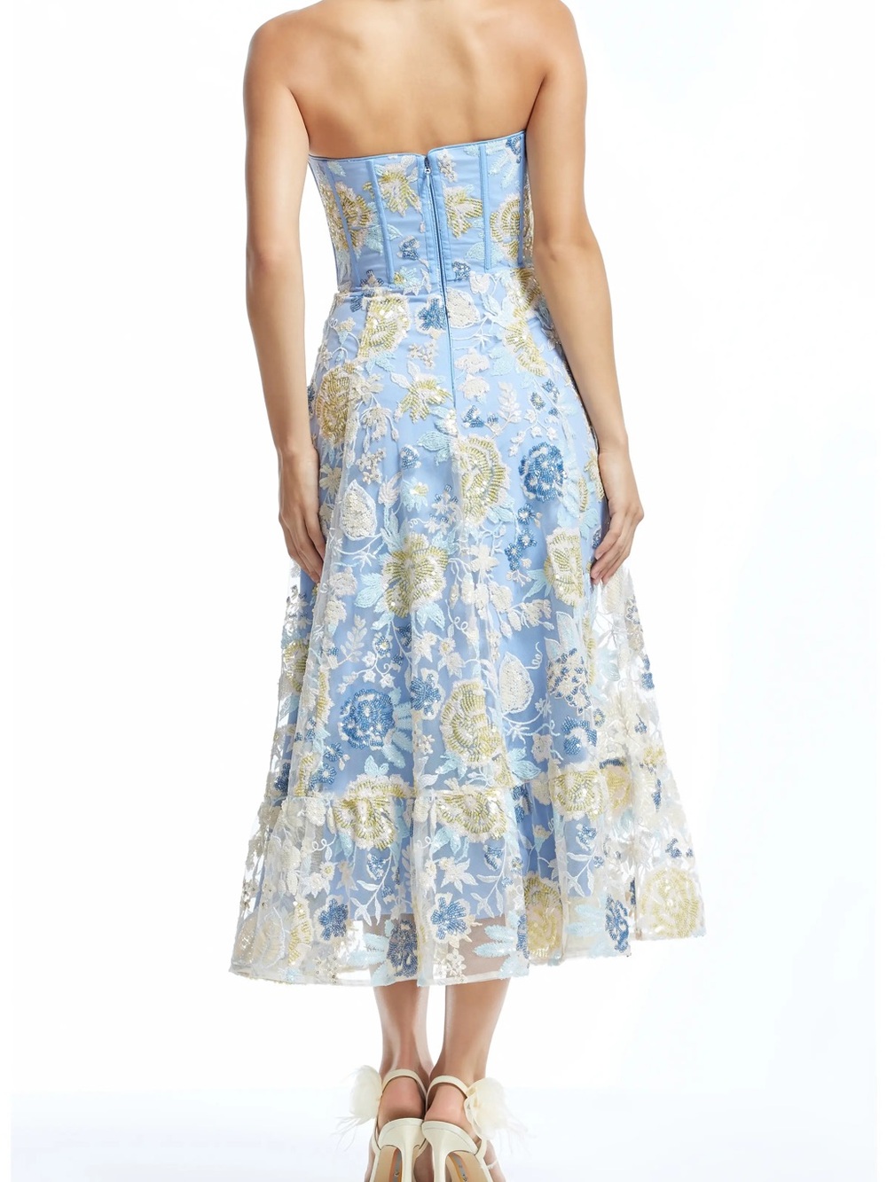 Carina Sequin Appliqué Midi Dress - sky blue -XS - Picture 3 of 5